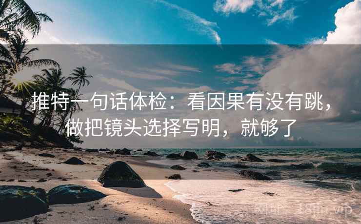 推特一句话体检:看因果有没有跳,做把镜头选择写明,就够了 推特一句话体检:看因果有没有跳,做把镜头选择写明,就够了