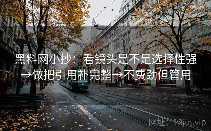 黑料网小抄：看镜头是不是选择性强→做把引用补完整→不费劲但管用